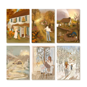 6 Single Postcards set – Alchemy of the seasons – Autumn/Winter - Nicolet Boon