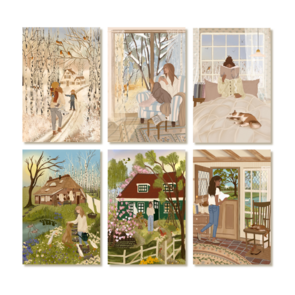 6 Single Postcards set – Alchemy of the seasons – Winter/Spring - Nicolet Boon