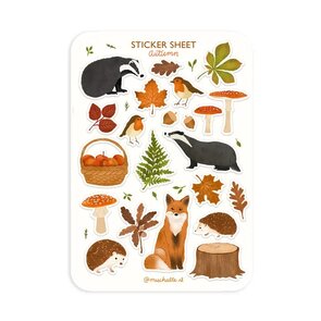 A6 Stickersheet by Muchable |  herfst/autumn - cute animals