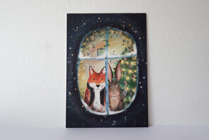 Gold Foil Postcard Lotte Drouen | Kijken naar de sneeuw met foliedruk