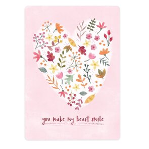 The Lemonbird Postcard | flowerheart 'you make my heart smile'