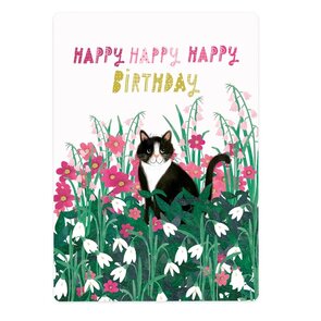 The Lemonbird Postcard | snowdrops and cat happy happy happy birthday