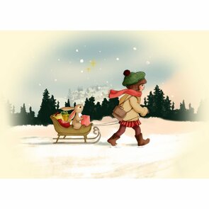 Postcard Belle and Boo | Delivering Presents