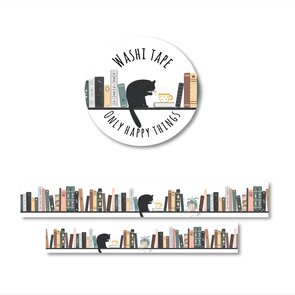 Washi Tape | Bookshelf with cat - Only Happy Things