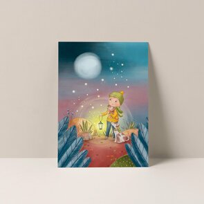 A6 Postcard from Studio Poppybird - Maanlicht