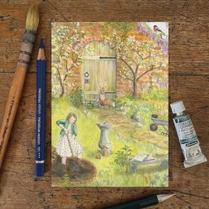 Postcard Mhairi Hellbrandt - The secret garden