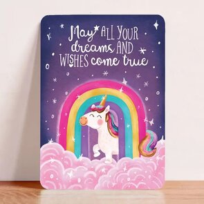 Postcard Dreams and wishes unicorn - Aniet Illustration