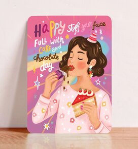 Postcard Happy Stuff your face - Aniet Illustration