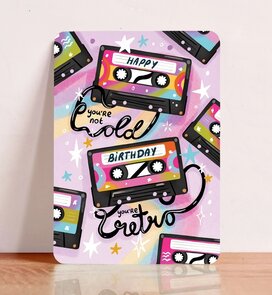 Postcard Retro Old Birthday Tape - Aniet Illustration
