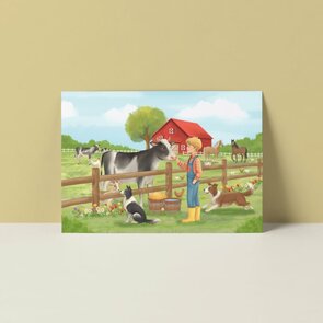 A6 Postcard from Studio Poppybird - Boerderij vriendjes