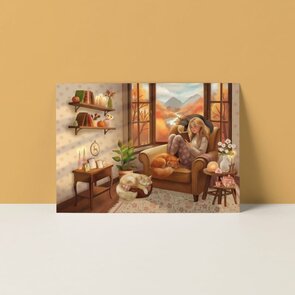 A6 Postcard from Studio Poppybird - Een gouden middag