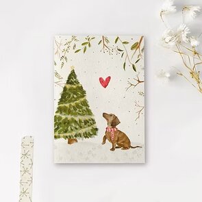 Postcard Art by Meer | Kerst teckeltje