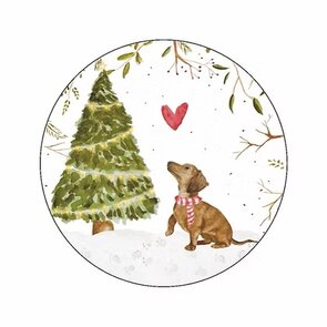 6x Sticker Kerst teckeltje by Art by Meer