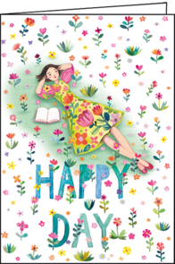 Mila Marquis Folded Card | Woman in a flower meadow (Happy day)