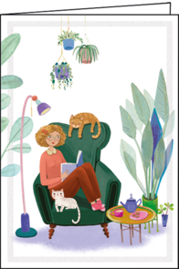 Mila Marquis Folded Card | Reading woman