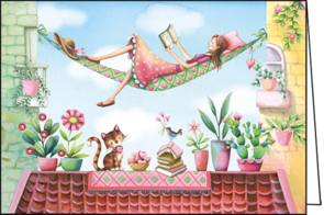 Nina Chen Folded Card | Woman in hammock