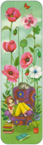 Bookmark Mila - Girl reads among poppies