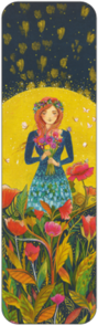 Bookmark Jehanne Weyman - Woman with bouquet and wreath in a flower meadow