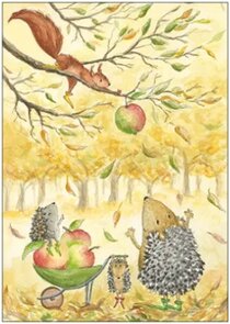 Postcard | Animals during the apple harvest