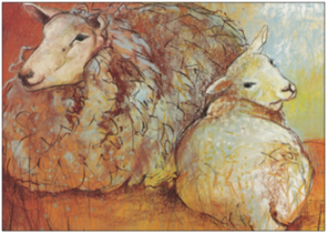 Postcard Loes Botman | Sheep and lamb, 2003
