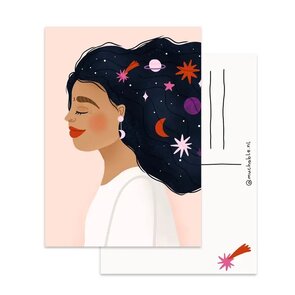 A6 Postcard by Muchable - Girl Planets