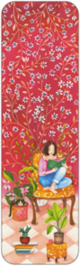 Bookmark Mila - Woman reading in front of floral wallpaper