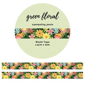 Washi Tape  Green Floral by Penpaling Paula