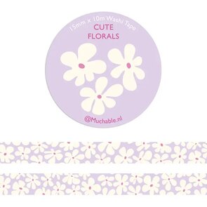 sweet abstract flowers lilac white Washi Tape - Muchable