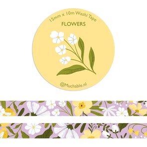 yellow spring flower - purple/lilac Washi Tape - Muchable