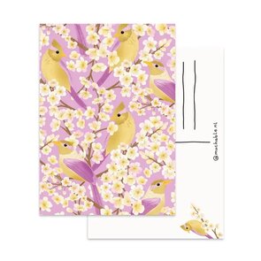 A6 Postkarte Muchable - flower birds pattern
