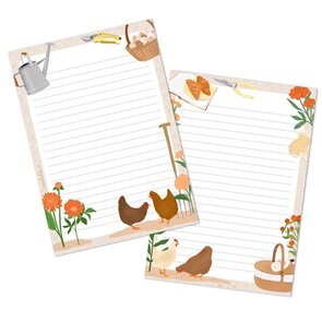 A5 Double Sided Notepad by muchable - spring cute chickens - gardening