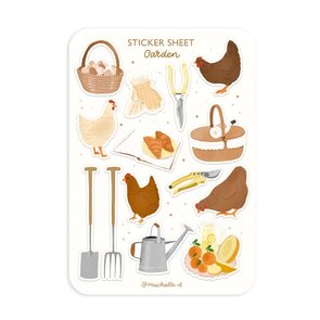 A6 Stickersheet by Muchable | garden - chickens, spring, gardening