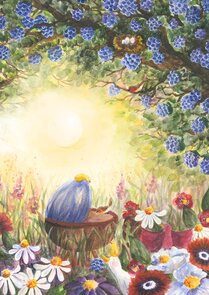 Ansichtkaart Romyillustrations - Wiegje in het hoge gras