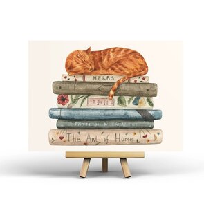 Books & Cat Postcard by Penpaling Paula