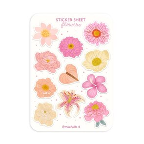A6 Stickersheet by Muchable | pink flowers girly