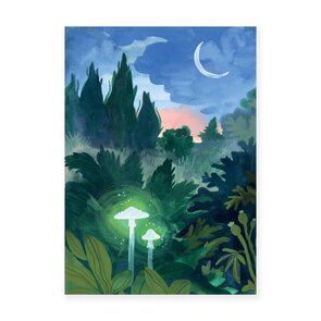 Wild Pencil Studio Postcard - Glowing mushrooms