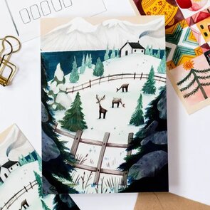 Wild Pencil Studio Postcard - Winter meadow