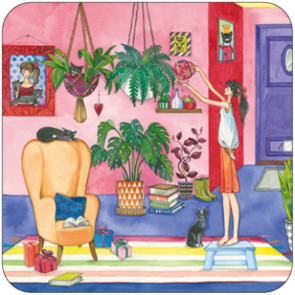 Postcard Kristiana Heinemann | Woman with houseplants