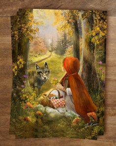 A Grimm’s fairytale postcard from Iris Esther - Little Red Riding Hood