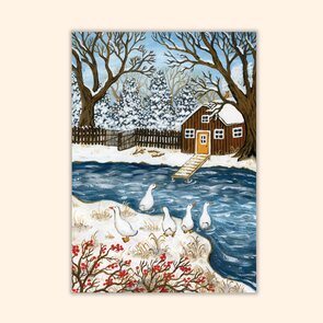 Asia Spettel A6 Postcard - Winter Geese