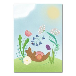 Studio Kvinna A6 Postcard - Little bear with flowers