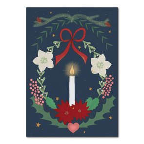 Studio Kvinna A6 Postcard - Christmas card with wreath and candle