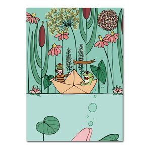 Studio Kvinna A6 Postcard - Paper boat ride