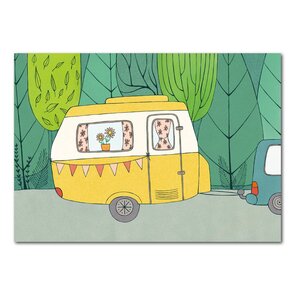 Studio Kvinna A6 Postcard - Retro caravan
