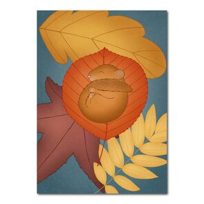 Studio Kvinna A6 Postcard - Dormouse on autumn leaves