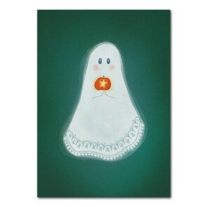 Studio Kvinna A6 Postcard - Little ghost with pumpkin