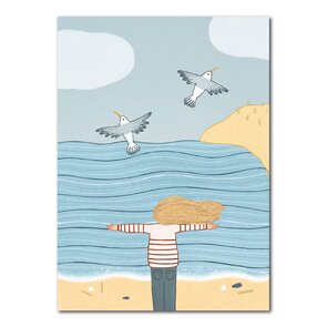 Studio Kvinna A6 Postcard - Getting a breath of fresh air on the beach