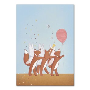 Studio Kvinna A6 Postcard - Fox Party Parade