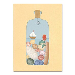 Studio Kvinna A6 Postcard - Mermaid and seashells in a bottle