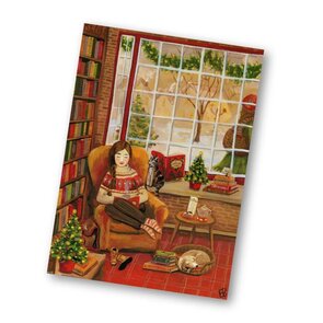 A6 Postcard from Esther Bennink - Kerst in het boekwinkeltje